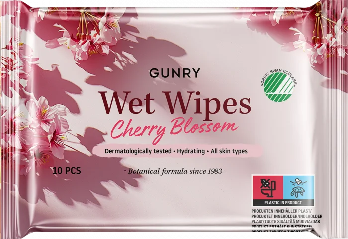 GUNRY Wet Wipes Cherry Blossom 10 stk v:2179309 GUNRY Wet Wipes Cherry Blossom 10 stk v:2179309