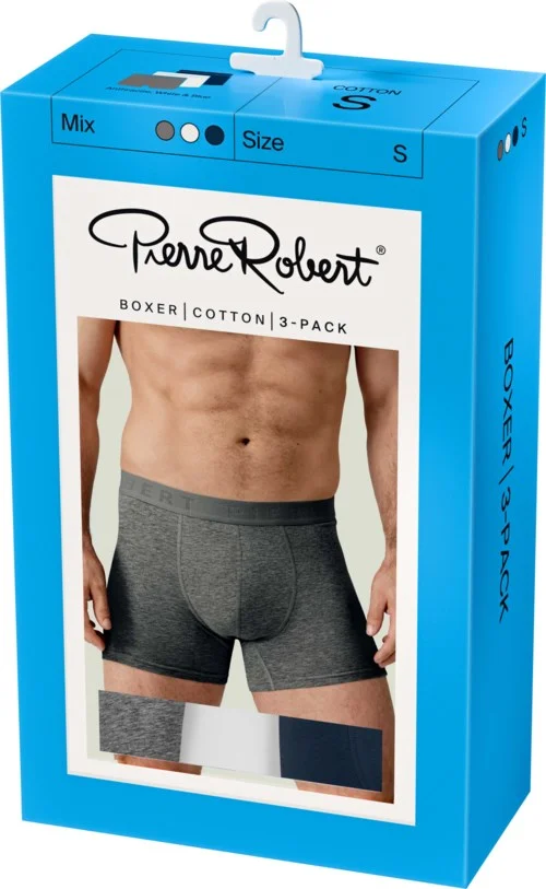 Pierre Robert Cotton Boxer Men X3 Mix Anthracite, White & Blue M v:7079585