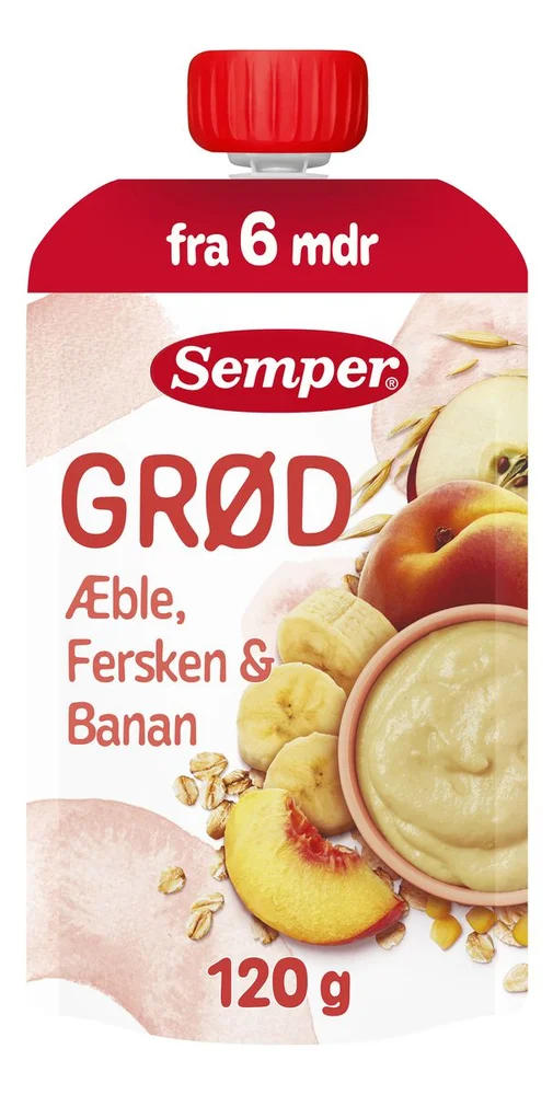 Semper Fruktgrøt m. Eple, Fersken & Banan 6 mdr. – 120 g. v:5316014