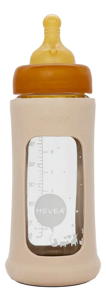 Hevea Glass Tåteflaske Wide Neck med Sleeve 250 ml, Sand – 1 stk. v:3613760 Hevea Glass Tåteflaske Wide Neck med Sleeve 250 ml, Sand – 1 stk. v:3613760