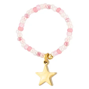 DARK Glass Bead Ring Charm Light Rose Mix Star Charm 2mm v:7138629
