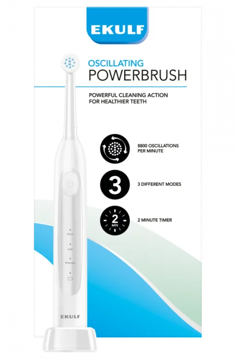 Ekulf PowerBrush White elektrisk tannbørste 1 stk v:2784907 Ekulf PowerBrush White elektrisk tannbørste 1 stk v:2784907