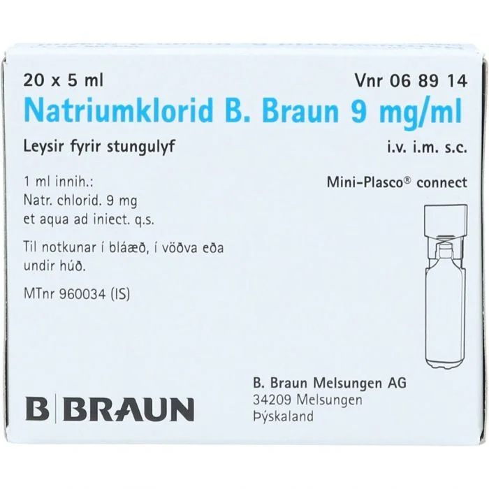 Natriumklorid B.Braun 9mg/ml inj plastampuller 20x5ml v:5333634