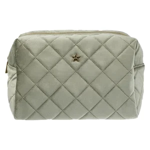 DARK Velvet Square Quilted Make-Up Pouch Large Milieu Green v:1315672
