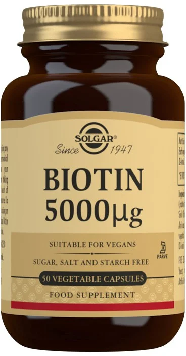 Solgar Biotin 5000 µg Vegetable Capsules 50 stk v:8039898 Solgar Biotin 5000 µg Vegetable Capsules 50 stk v:8039898