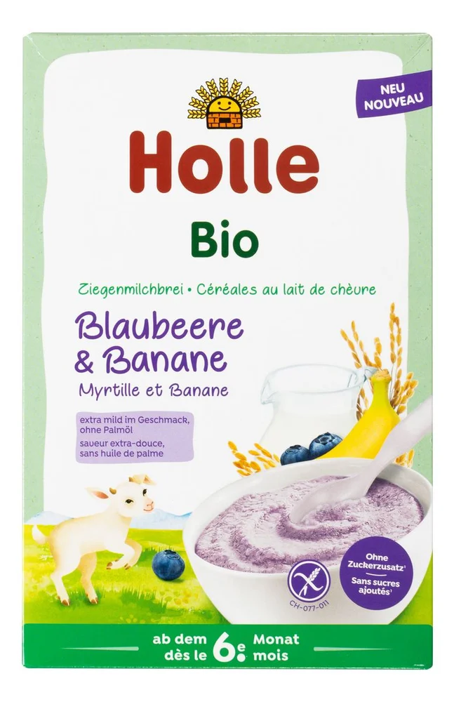 Holle Risgrøt med geitemelk, blåbær og banan Ø – 200 g. v:2651404 Holle Risgrøt med geitemelk, blåbær og banan Ø – 200 g. v:2651404
