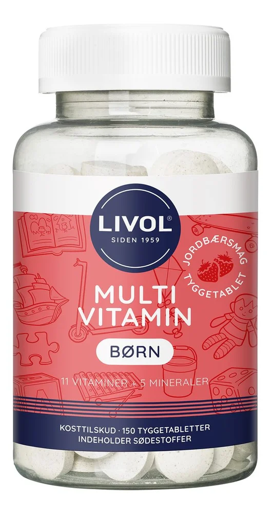 Livol Multivitamin Barn (Jordbær) - 150 tyggetabl. v:3171882
