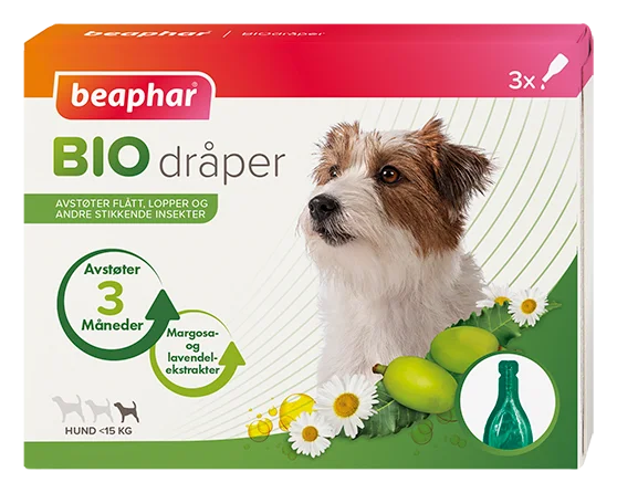 Beaphar Bio Spot On Hund Flått- og Loppemiddel <15 kg 3 × 1 ml v:2266896