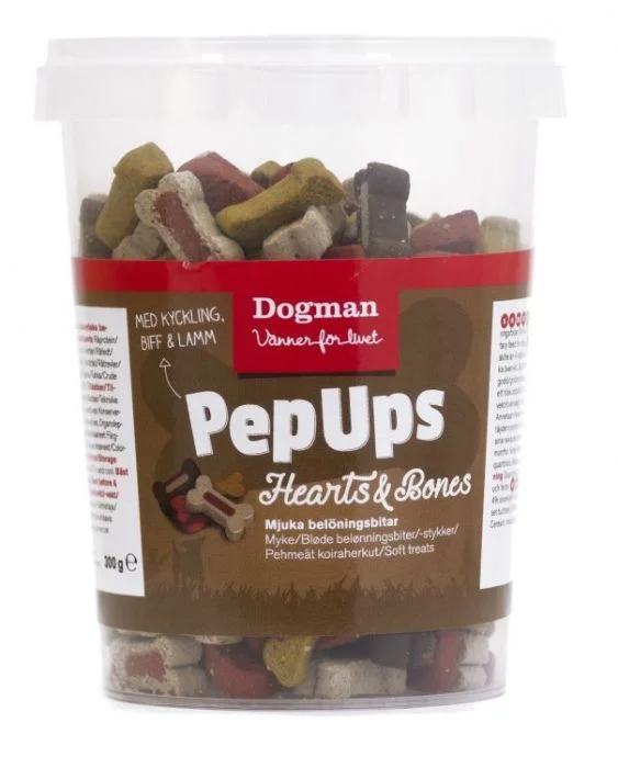 Dogman PepUps Hjerte & Bein 3 smaker 300g v:6820896