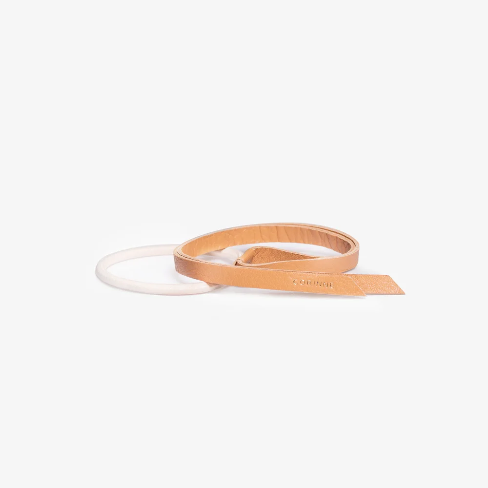 Leather Band Short Narrow Camel – Corinne v:5698642