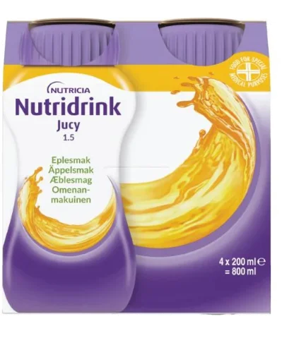 Nutridrink Jucy 1,5 kcal eplesmak 4×200 ml v:8842544 Nutridrink Jucy 1,5 kcal eplesmak 4×200 ml v:8842544