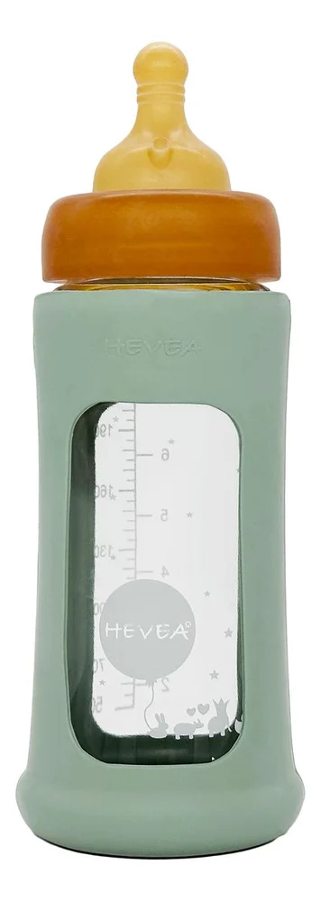 Hevea Glass Tåteflaske Wide Neck med Sleeve 250 ml, Seafoam Blue – 1 stk. v:5170798 Hevea Glass Tåteflaske Wide Neck med Sleeve 250 ml, Seafoam Blue – 1 stk. v:5170798