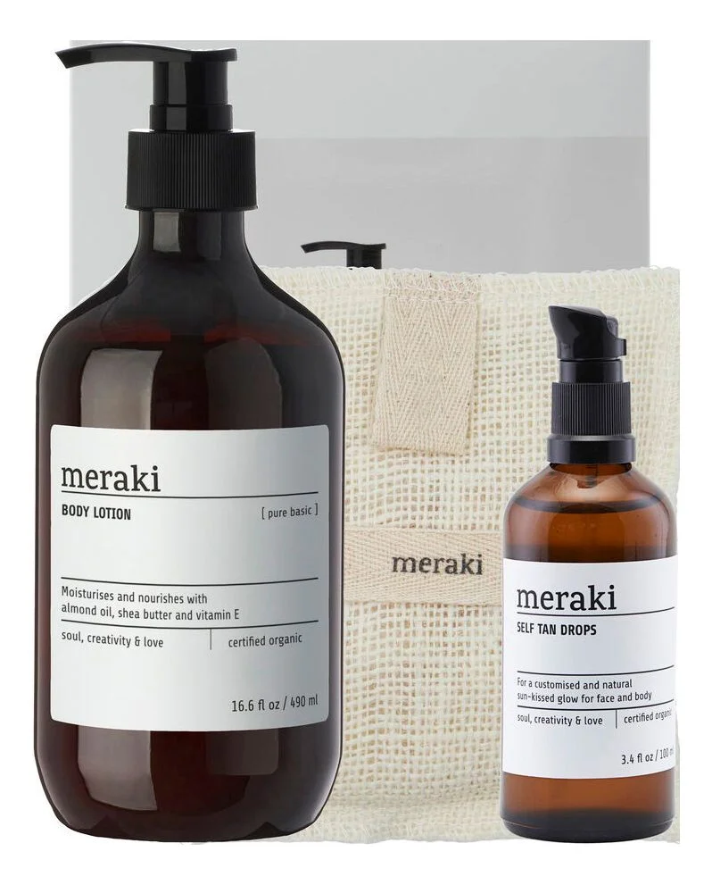 Meraki Gift box – self tan drops+ bath mitt + body lotion – 1 stk. v:1121174