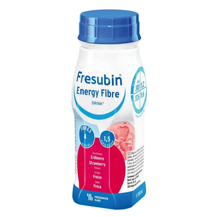 Fresubin Energy Fibre Drink næringsdrikk jordbærsmak 4×200 ml v:6534314 Fresubin Energy Fibre Drink næringsdrikk jordbærsmak 4×200 ml v:6534314