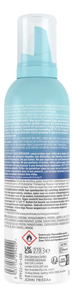 John Frida Volume Lift Thickening Mousse – 200 ml. v:5613505 John Frida Volume Lift Thickening Mousse – 200 ml. v:5613505