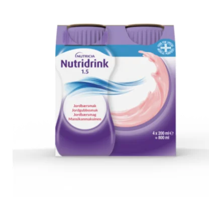 Nutridrink 1,5 kcal jordbærsmak 4×200 ml v:6797482 Nutridrink 1,5 kcal jordbærsmak 4×200 ml v:6797482