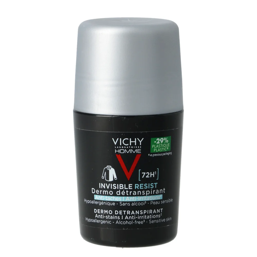 Homme Invisible Resist 72H Anti-Stain Deodorant Roll-On 50 ml - Vichy v:2486117