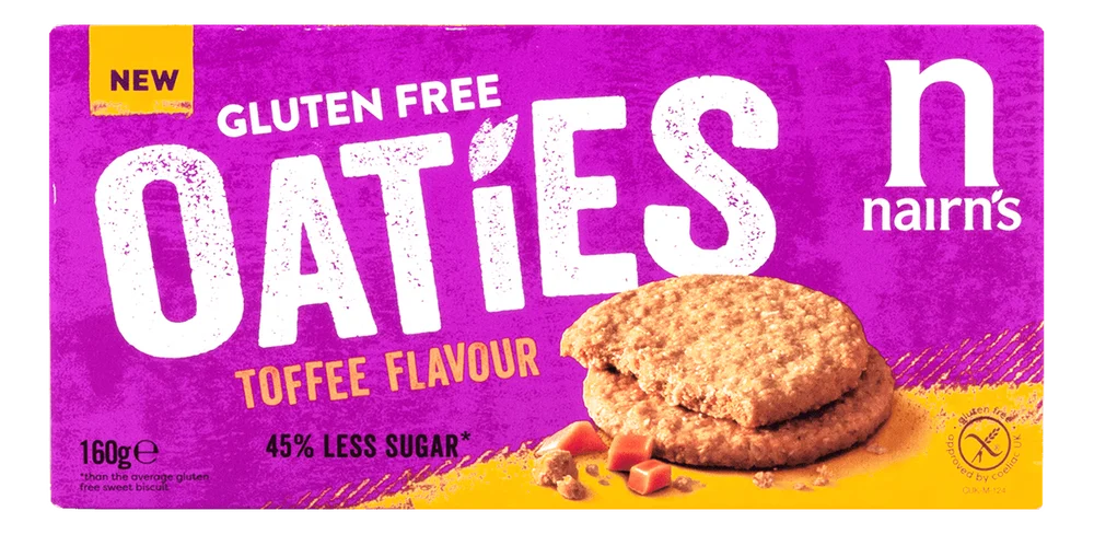 NAIRN’S Oaties Toffee m. karamellbiter vegetarisk/Gkutenfri – 160 g. v:1510277 NAIRN’S Oaties Toffee m. karamellbiter vegetarisk/Gkutenfri – 160 g. v:1510277