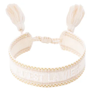 DARK Woven Friendship Bracelet C’est La Vie Vanilla & Gold v:2269417 DARK Woven Friendship Bracelet C’est La Vie Vanilla & Gold v:2269417