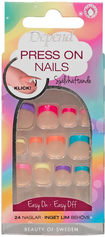 Depend Press On Nails Colourful French v:5140428