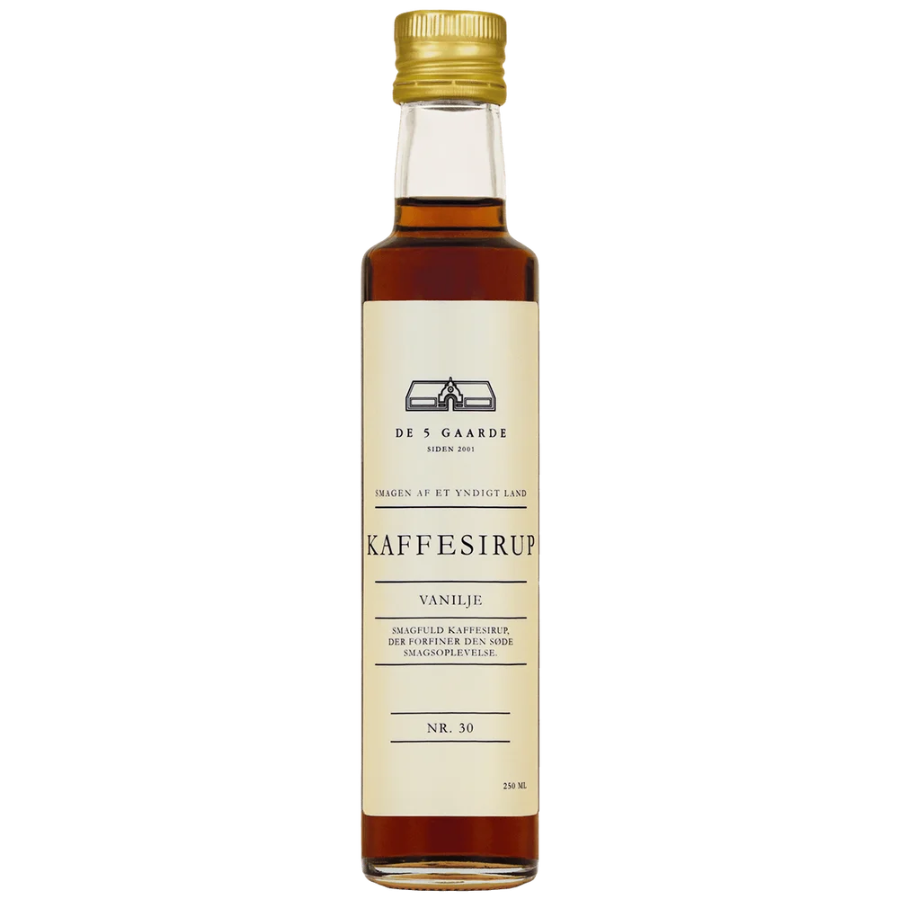 DE 5 GAARDE kaffesirup Vanilje – 250 ml stk. v:8402598 DE 5 GAARDE kaffesirup Vanilje – 250 ml stk. v:8402598