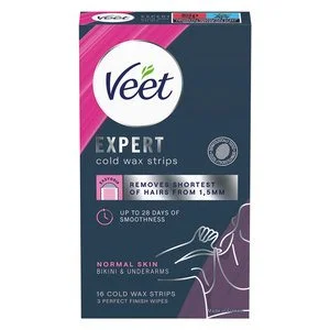 Veet Expert Cold Wax Strips Bikini & Underarms Normal Skin 16pcs v:1518889