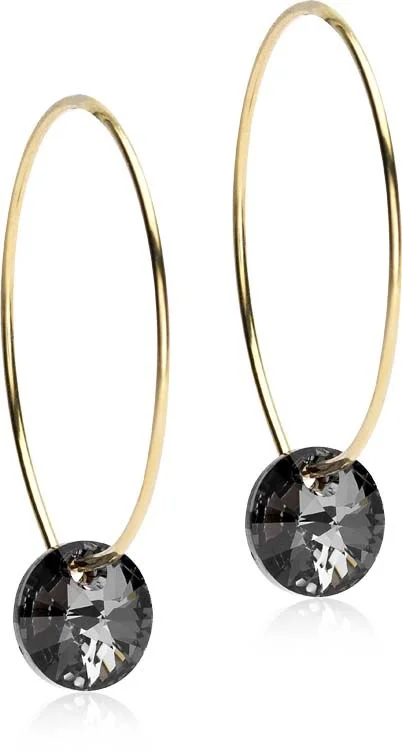Blomdahl Golden Titanium Ear Ring 25 mm, Round 8 mm, Black diamond v:5737050 Blomdahl Golden Titanium Ear Ring 25 mm, Round 8 mm, Black diamond v:5737050