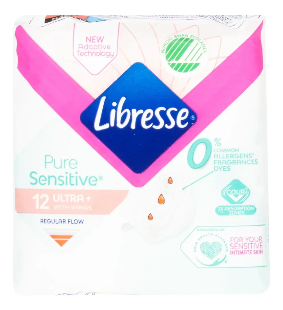 Libresse Pure Sensitive Ultra+Wings – 12 stk. v:8790062 Libresse Pure Sensitive Ultra+Wings – 12 stk. v:8790062