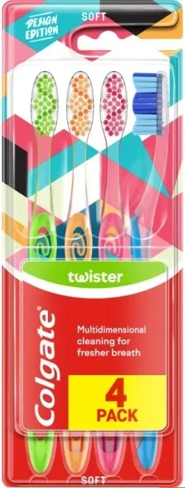 Colgate Toothbrush Twister Soft 4-pack v:7710597 Colgate Toothbrush Twister Soft 4-pack v:7710597