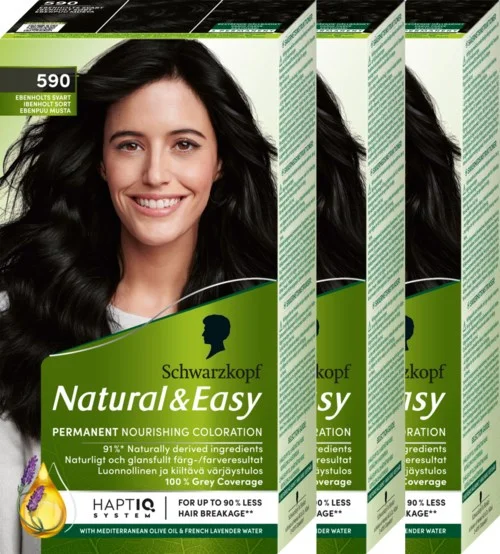 Schwarzkopf Natural&Easy 590 Ebenholts Svart 3-pack v:3202690
