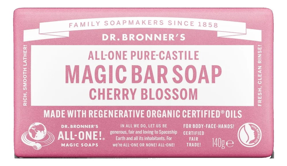 Dr. Bronner’s Magic Bar Soap Cherry-Blossom – 140 g. v:3861056 Dr. Bronner’s Magic Bar Soap Cherry-Blossom – 140 g. v:3861056