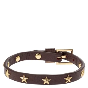 DARK Leather Star Stud Bracelet Mini Maroon v:1932329