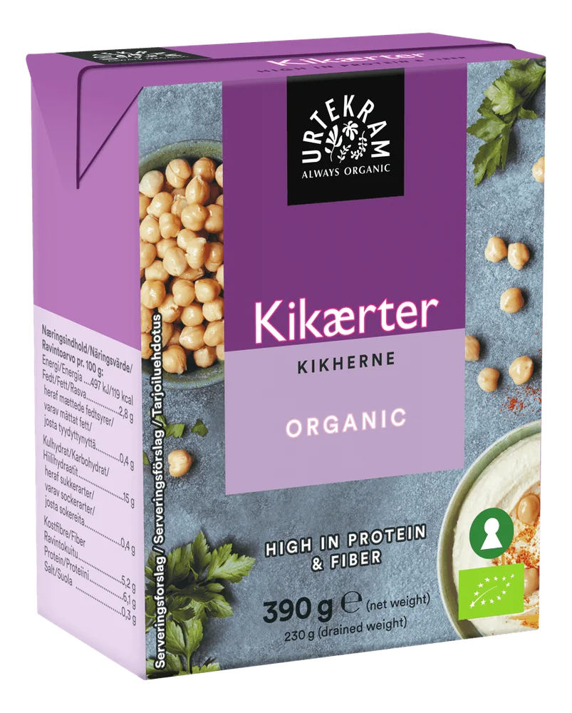 Urtekram Food Kikerter Tetra Ø – 390 g. v:4422535 Urtekram Food Kikerter Tetra Ø – 390 g. v:4422535