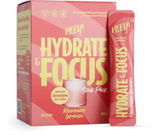 Heey! Hydrate & Focus Electrolytes Raspberry Lemonade Stick Pack 30 stk v:9851399 Heey! Hydrate & Focus Electrolytes Raspberry Lemonade Stick Pack 30 stk v:9851399