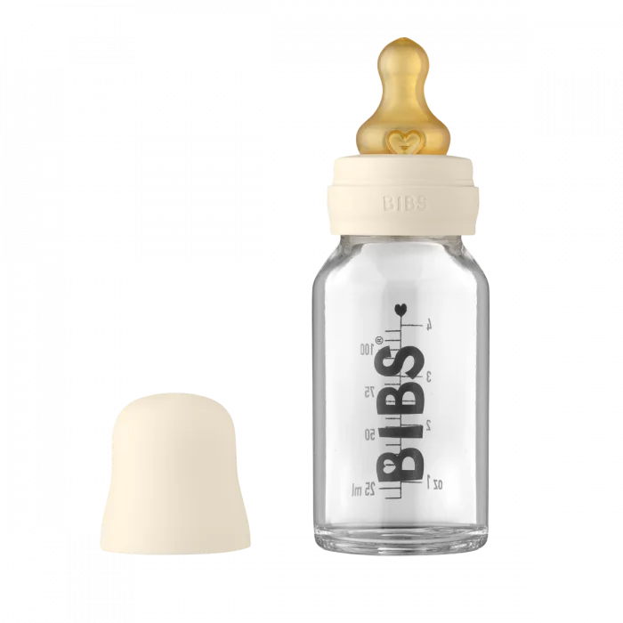 BIBS Baby Glass Bottle med flaskesmokk lateks ivory 110 ml v:6249830 BIBS Baby Glass Bottle med flaskesmokk lateks ivory 110 ml v:6249830