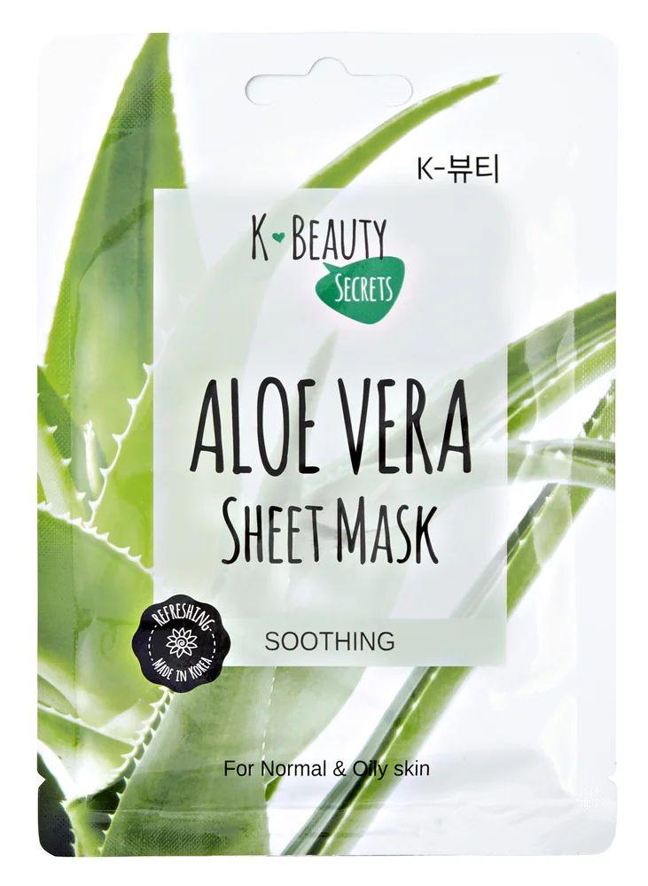 K-Beauty Aloe Vera Sheet Mask for fukt og glød v:4060262 K-Beauty Aloe Vera Sheet Mask for fukt og glød v:4060262