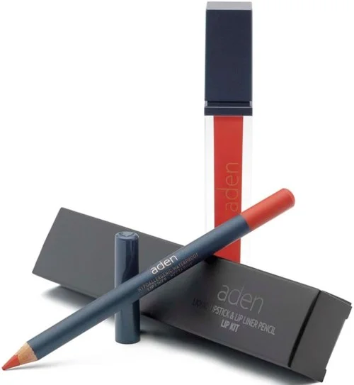 Aden Liquid Lipstick + Lipliner Pencil Set Nectarine 01 v:4634537