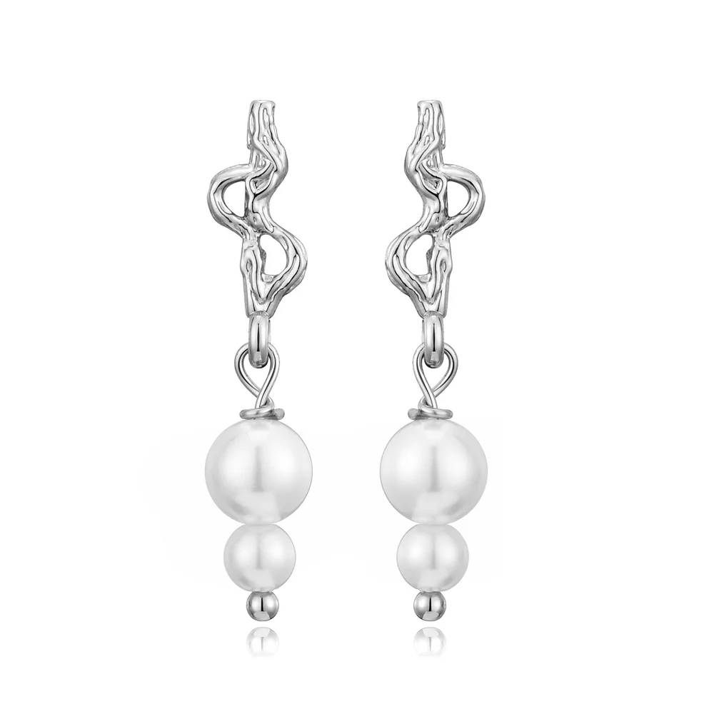 Nora Norway Ellinor Ear Drop Silver White v:8882506 Nora Norway Ellinor Ear Drop Silver White v:8882506