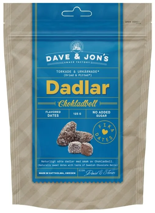 Dave & Jon's Chokladboll Dadler 125g v:1544646