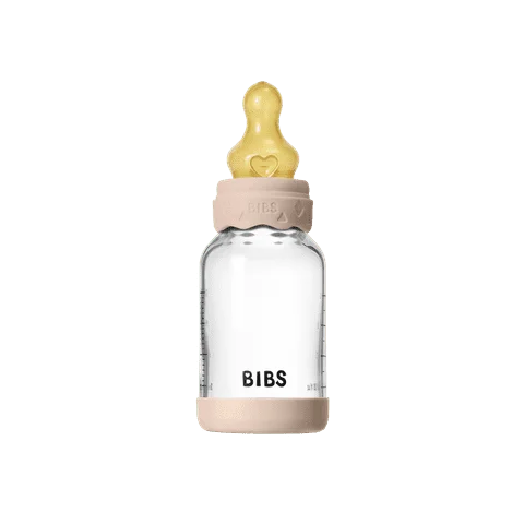 BIBS Glass Boheme Baby Bottle Round Latex 1 pack 120 ml Slow Flow Blush v:9817230