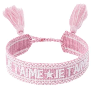 DARK Woven Friendship Bracelet Je T’aime Rose v:8530069 DARK Woven Friendship Bracelet Je T’aime Rose v:8530069