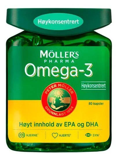 Møllers Pharma Omega-3 Høykonsentrert kapsler – 80 stk. v:8061509 Møllers Pharma Omega-3 Høykonsentrert kapsler – 80 stk. v:8061509