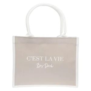 DARK Canvas Tote Small C’est La Vie Sand With Off White v:2666250