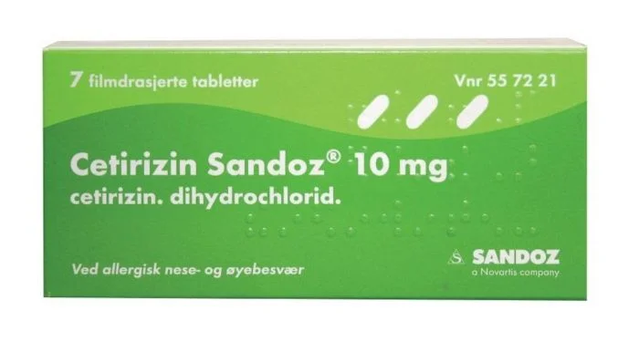 Cetirizin Sandoz 10 mg tabletter 7 stk v:9248688 Cetirizin Sandoz 10 mg tabletter 7 stk v:9248688