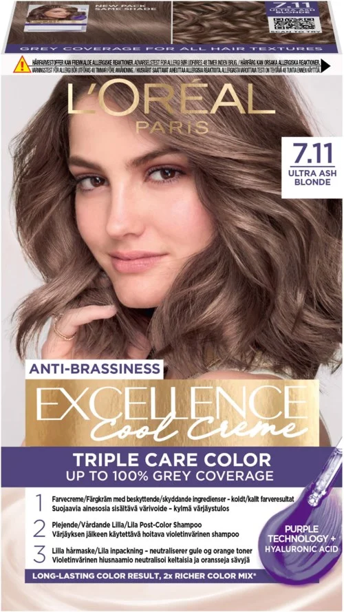 Loreal Paris Excellence Cool Creme Triple Care Color 7,11 Ultra Ash Blond v:4537589