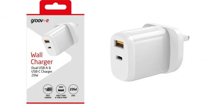 Groove Veggstøpsel USBA & USB C porter 1 stk v:1759394 Groove Veggstøpsel USBA & USB C porter 1 stk v:1759394