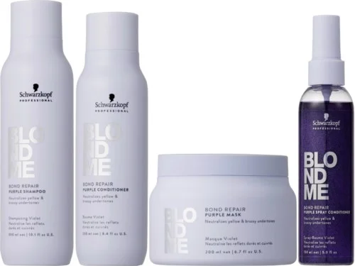 Schwarzkopf Professional BLONDME Purple Bundle Shampoo 300 ml & Conditioner 250 ml & Mask 200 ml & Spray Conditioner 150 ml v:5158942