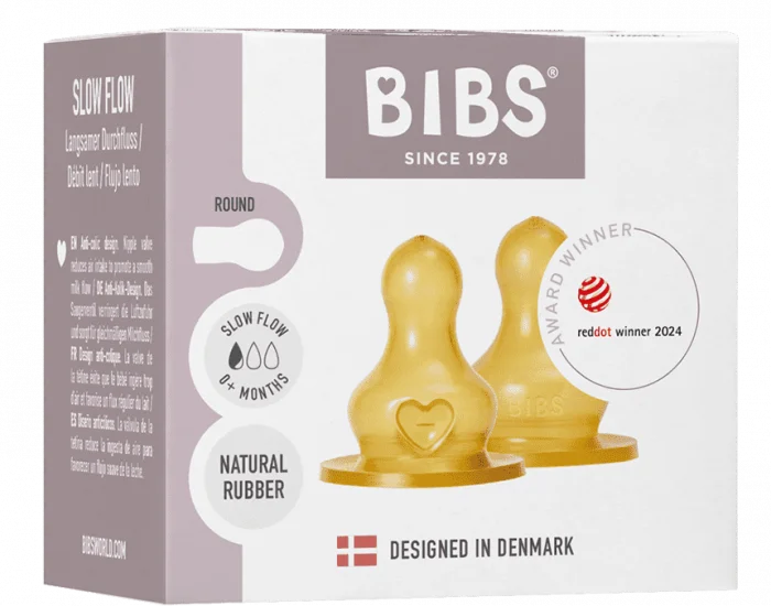BIBS Baby Bottle Nipple Roundlateks Slow Flow 2 stk v:6764716