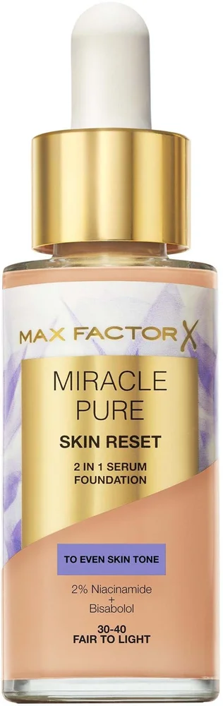 Max Factor Miracle Pure 2In1 Skin Reset Serum Foundation 30-40 Fair To Light v:6643869